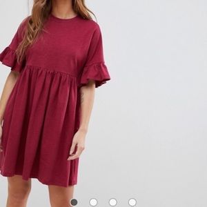 NWOT ASOS Burgundy Ruffle Dress